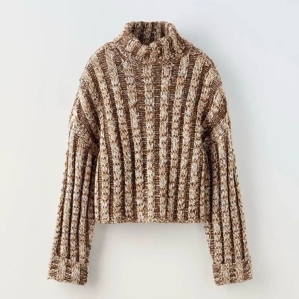 Zara Brown/White Kids Girls Turtleneck
Sweater(Size 9-10yrs)